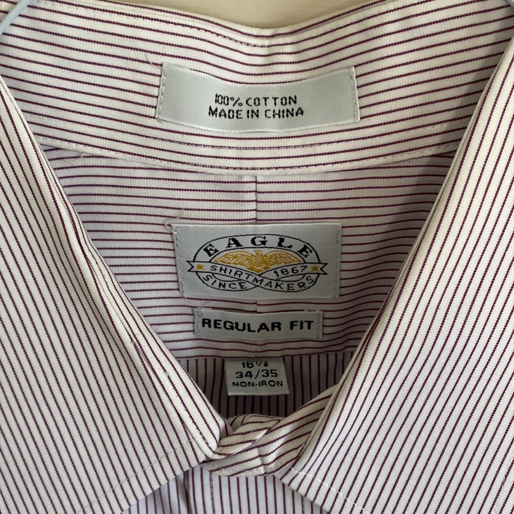 Eagle brand dress shirt size 16.5 neck by 34/35 sleeve non iron regular fit